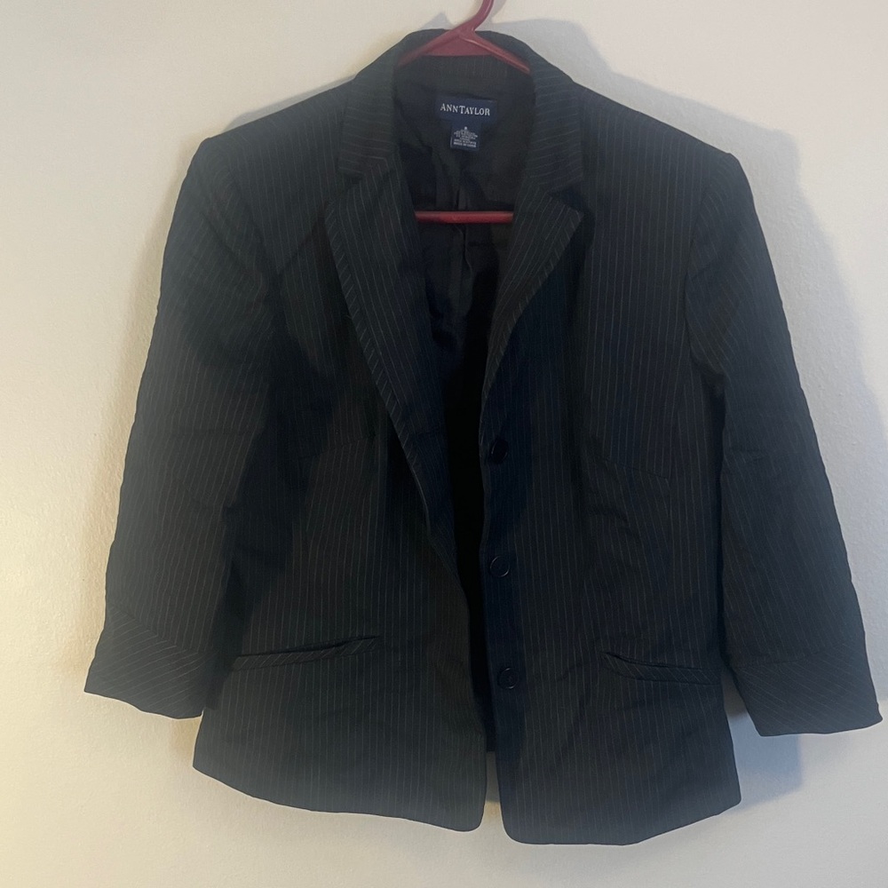 Ann Taylor Charcoal Pinstripe Blazer - Picture 1 of 3